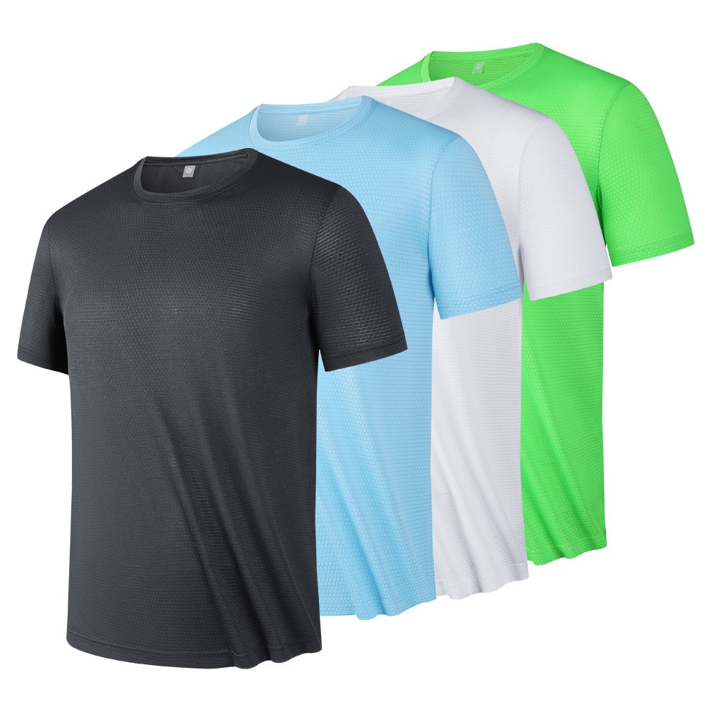 Men's 4-Piece Quick-Drying Short-Sleeve Sports T-Shirt Set, Breathable Sportswear