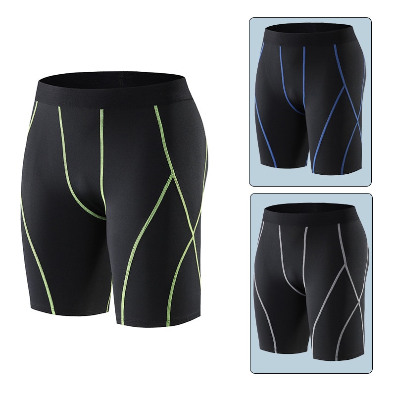 Men's fitness running tights, shorts, athletic training, breathable leggings, highly stretchy and quick-drying.