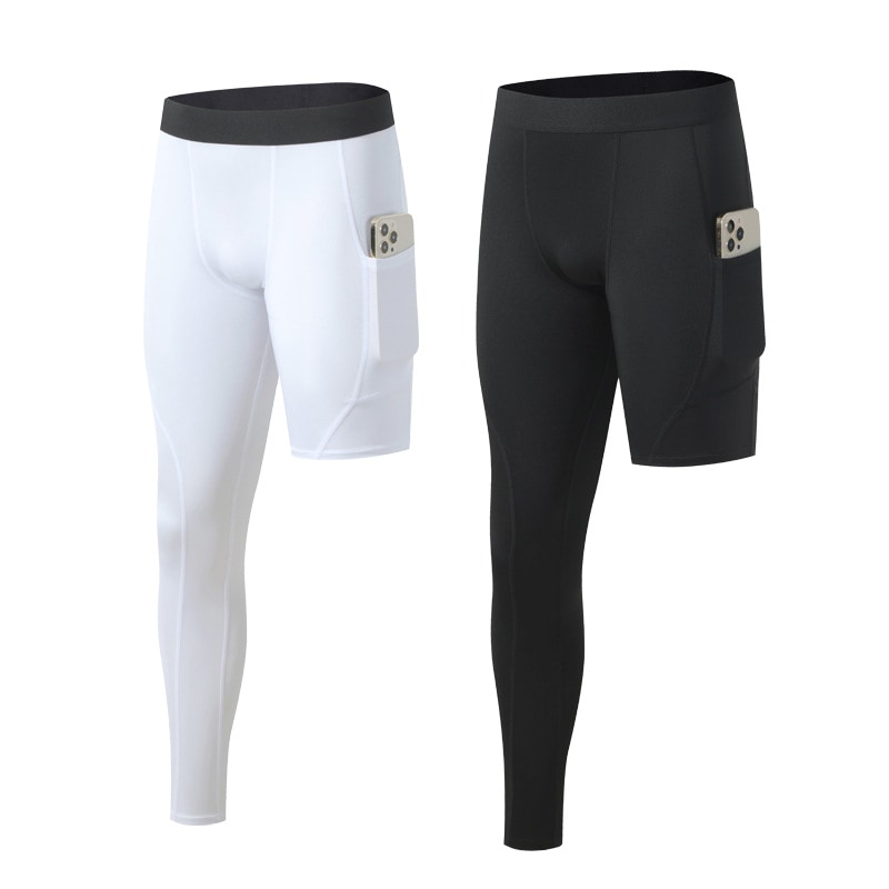 Men's fitness leggings that can accommodate cell phones, quick-drying and highly elastic socks.