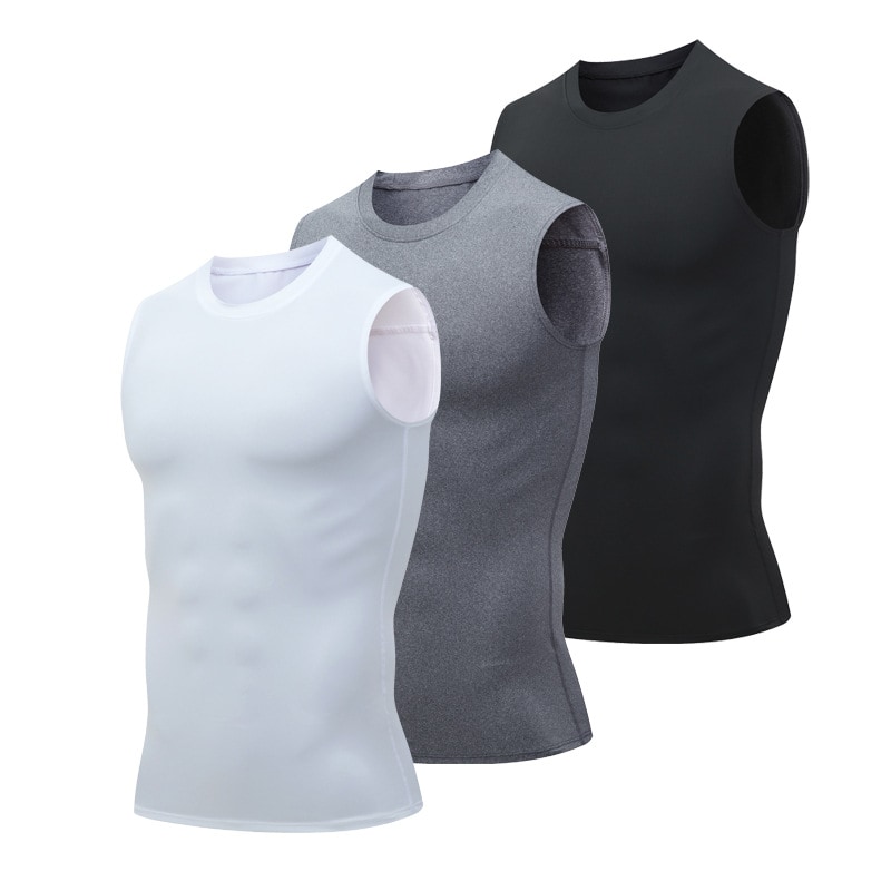 American men's tight-fitting training vest, quick-drying stretch vest.