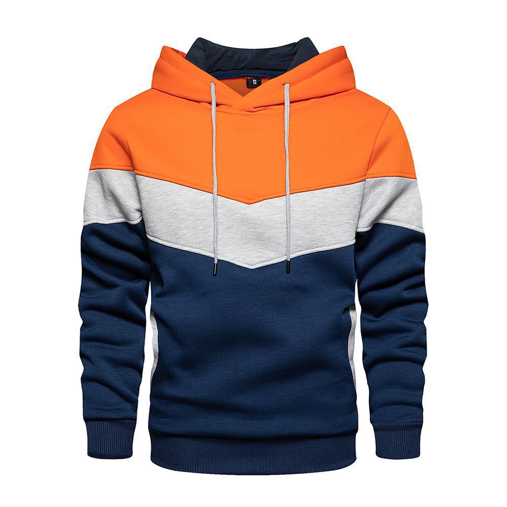Loose color block casual pullover with side seam pocket, hooded sweatshirt, casual sweatshirt.