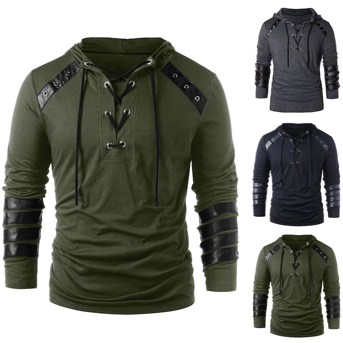 Men's sweatshirt jacket with a stylish personality and casual leather style.