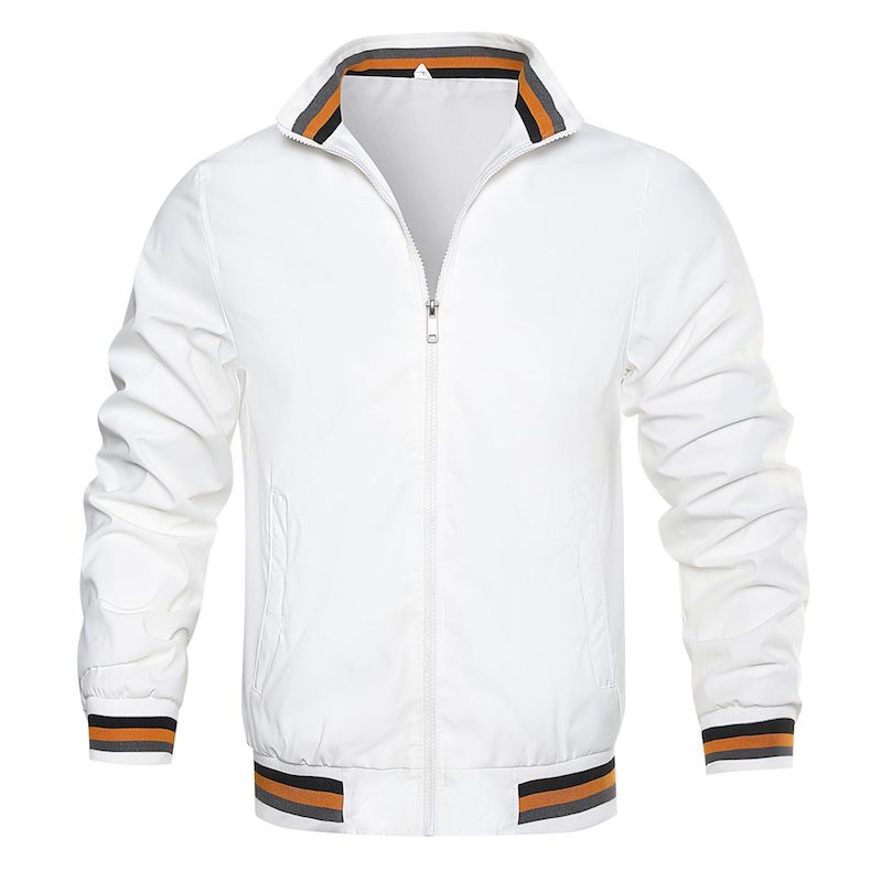 New men's solid color cardigan jacket, casual coach jacket.