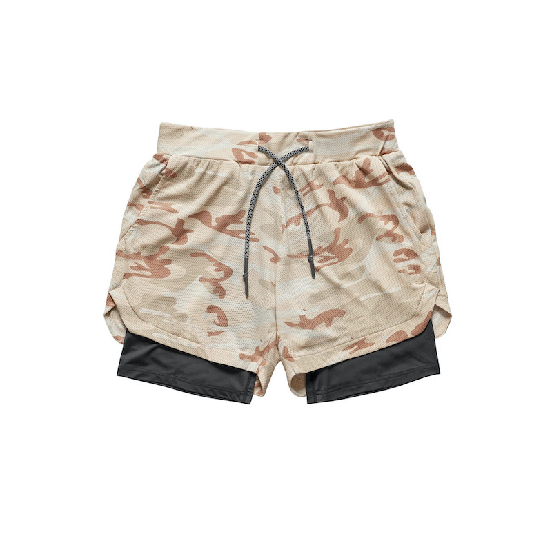 Esportes ao ar livre correndo fitness shorts modernos de camada dupla respirável