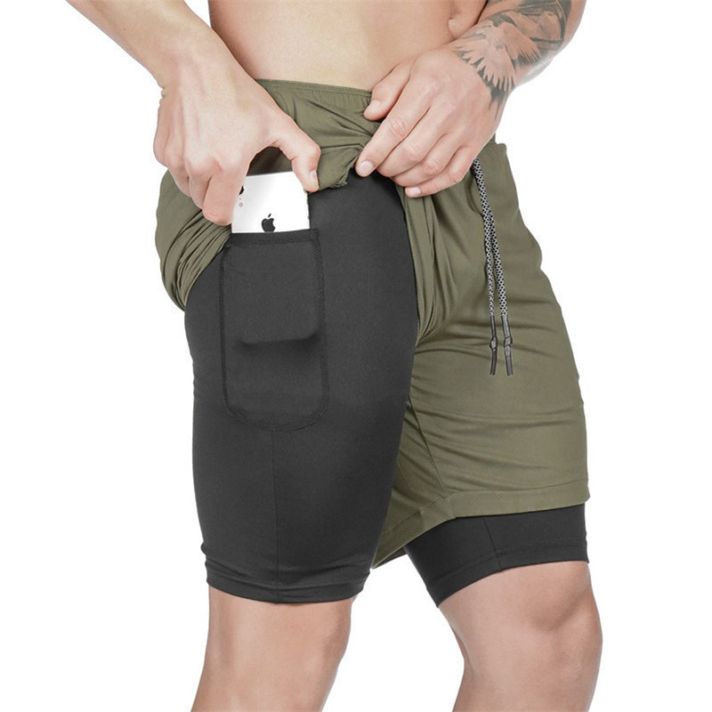 Men's quick-drying shorts, plus-size double-layer knit pants