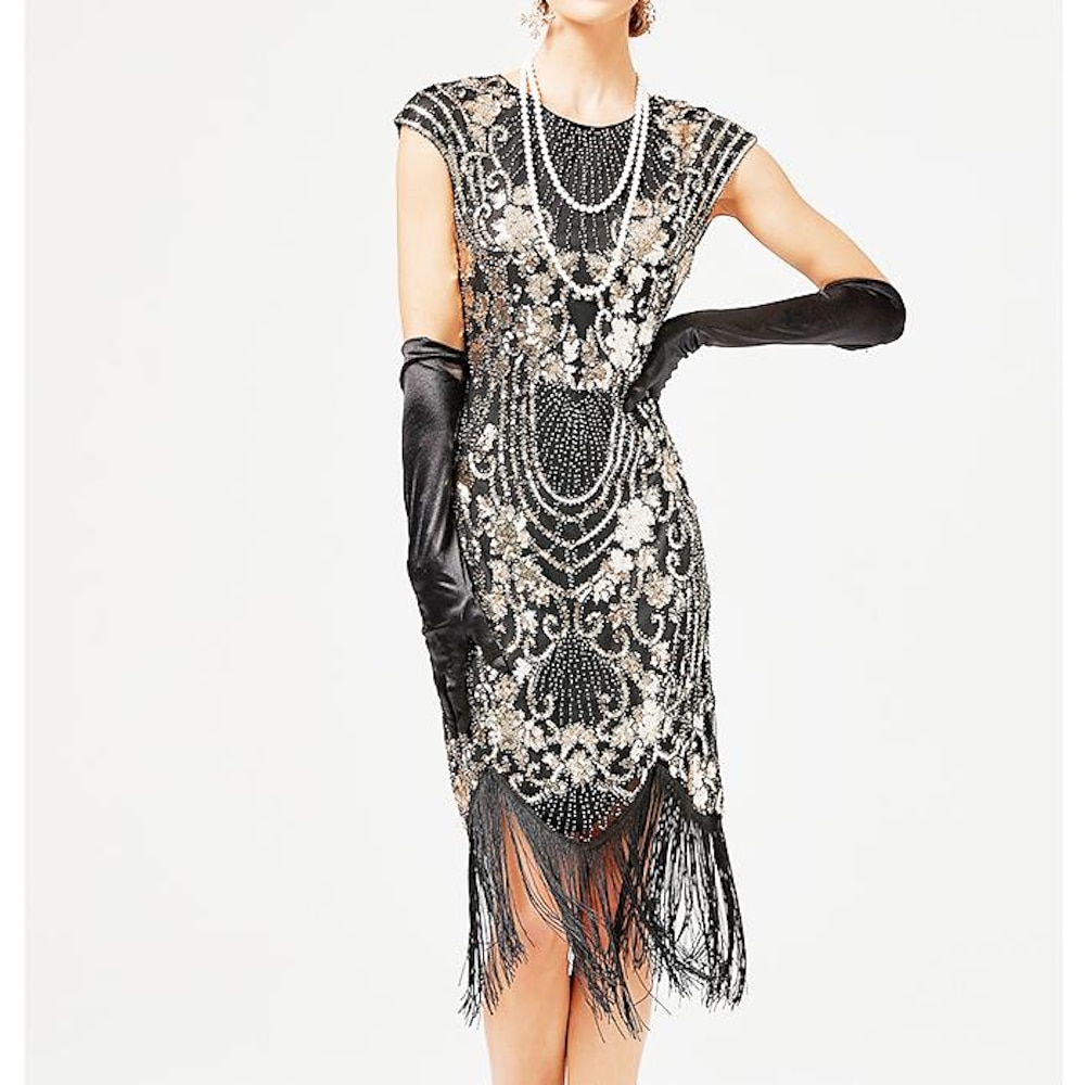 Women's dress with sequins and fringe and paillettes