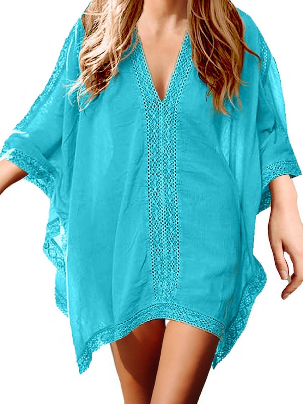 Loose style lace stitching sun protection sandsuit beach travel women's beach cover-up