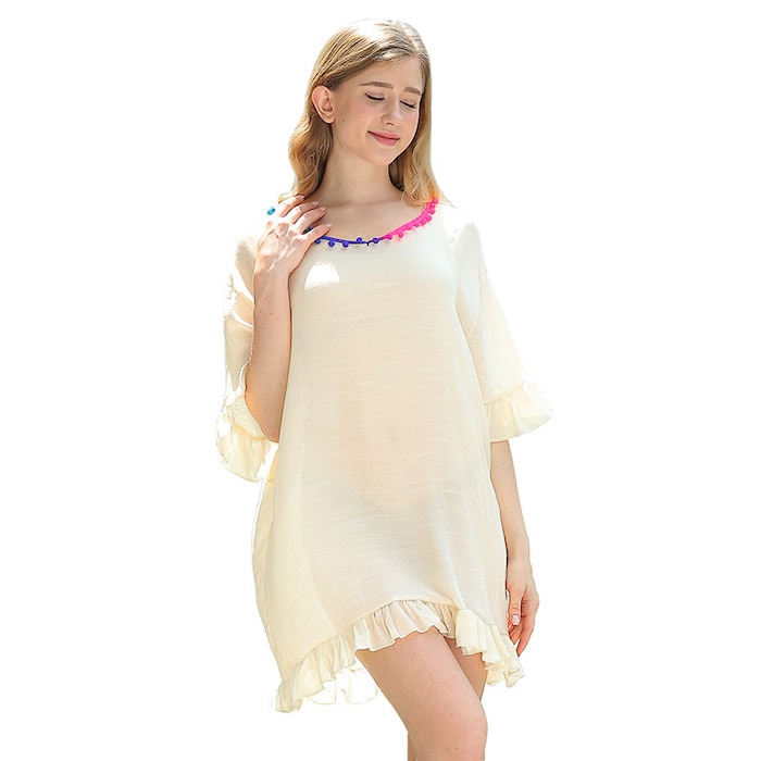 Women's casual dress with loose lantern sleeves, plus size.