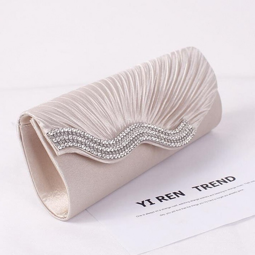 Women's polyester handbags for formal evening wedding party with crystal.