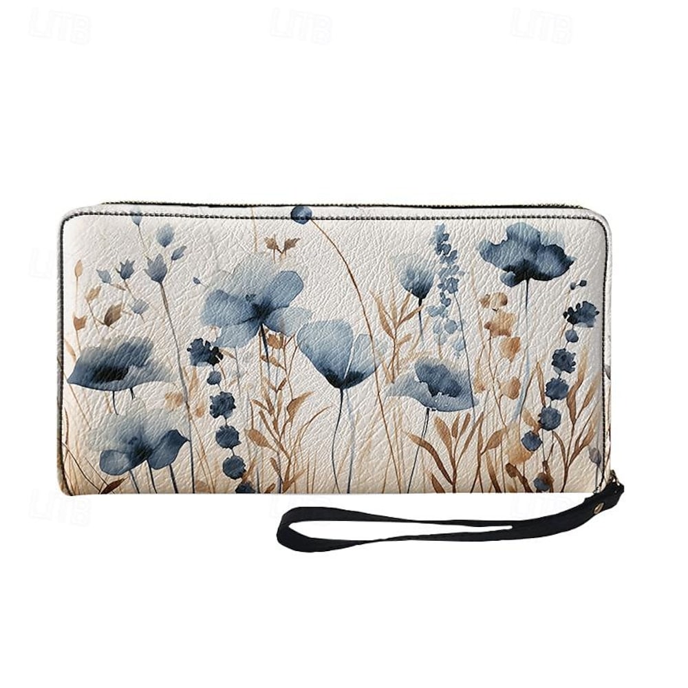Women's wallet, PU leather coin purse, daily shopping, holiday zipper, large capacity.