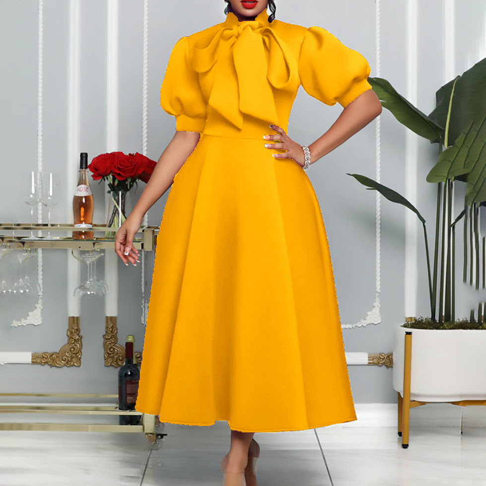 D235 Women's Gold Retro Dresses
