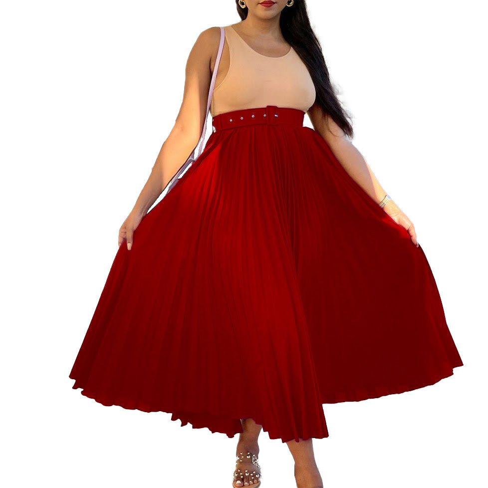 D293 Black Short Skirt Chiffon Skirts for Women Elastic High Waist Fashion Knee Length Chiffon Pleated Skirt