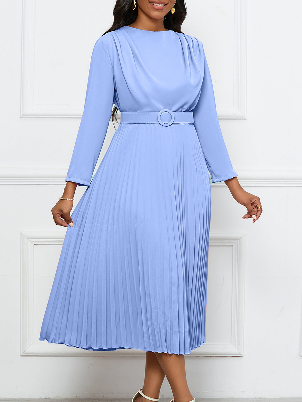 D462 Women's long-sleeved suit with trousers, elegant and formal office attire.
