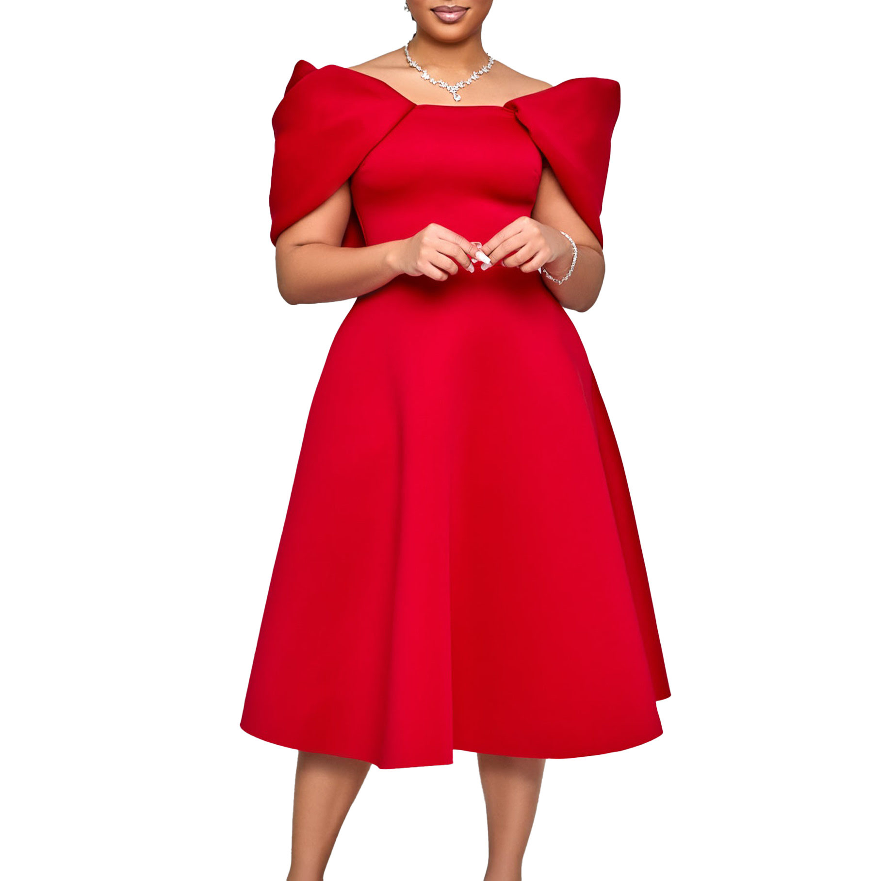 D492 Women's Fashion Elegant Temperament Sexy Party Dress Red Dress